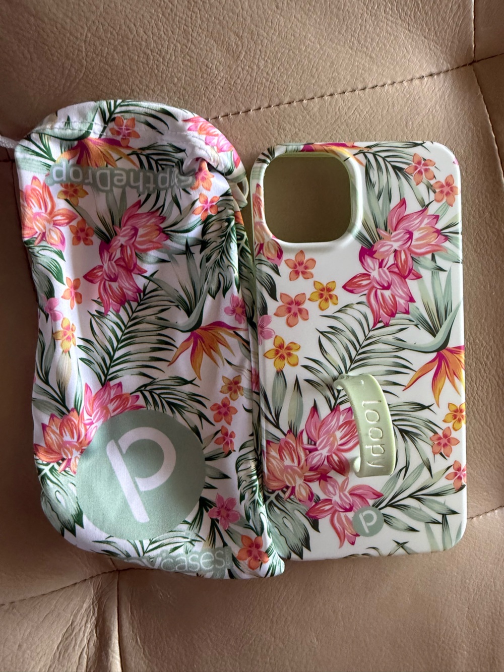 LOOPY Tropical Floral Phone Case with Mint Grip